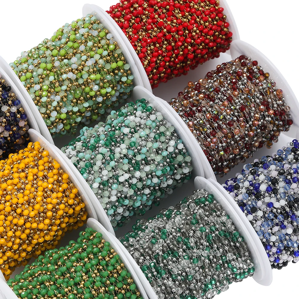 Rantai Baja Tahan Karat 1Meter - Crystal Bead Mix ulasan dan harga