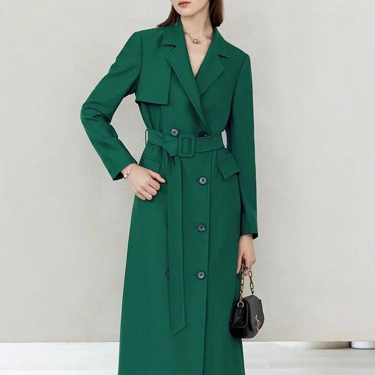 

Средний и длинный костюм с воротником, британский плащ, осеннее платье, женское пальто 2024, новое темпераментное пальто, розовое тонкое пальто