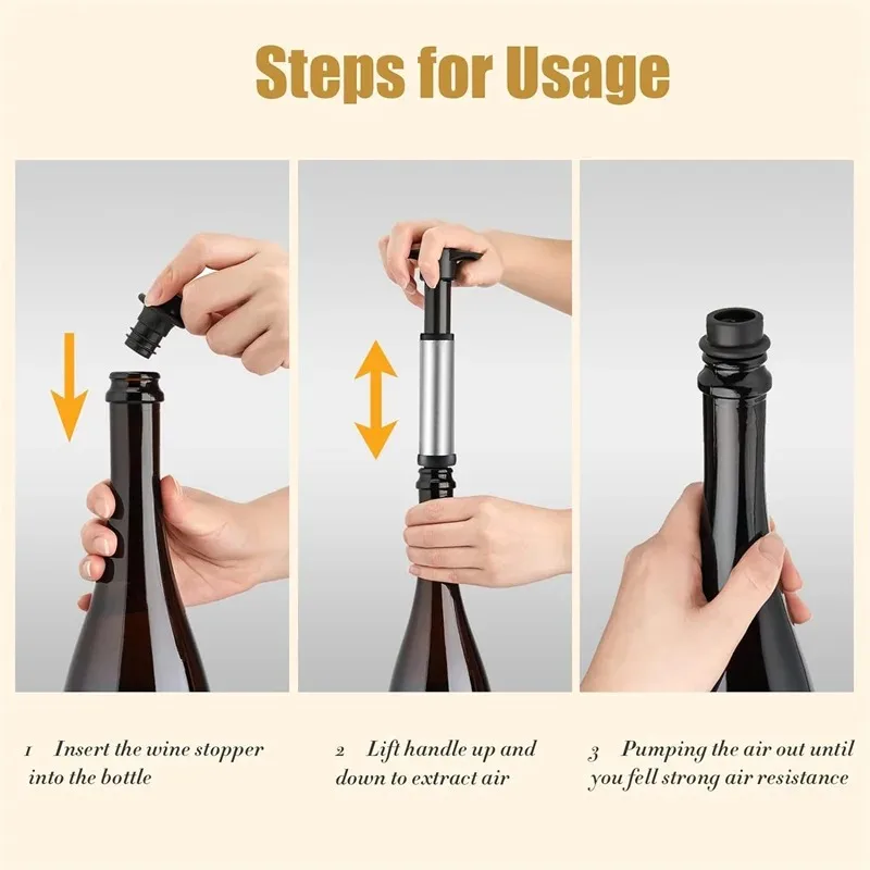 Wine Stopper with Vacuum Wine Pump Wine Preserver Aerator Rubber Black Stoppers Sealing Preserver Drinks Bottle Silicone Caps