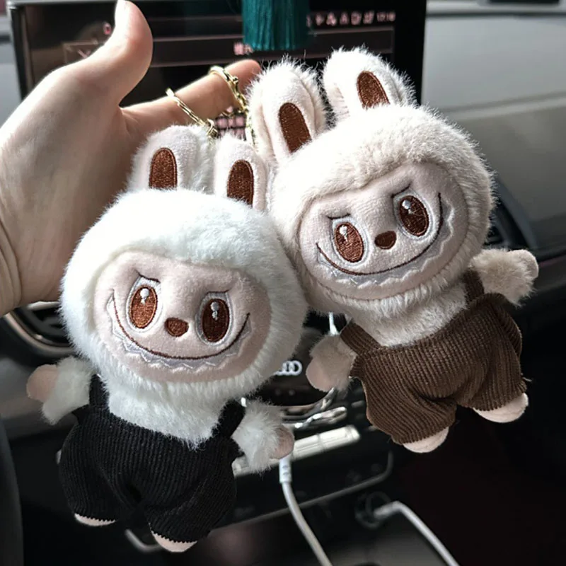 

New 10/16cm Labubu Plush Keychain Backpack Pants Doll Cartoon Cute Keychain Hanging Jewelry Plush Toys