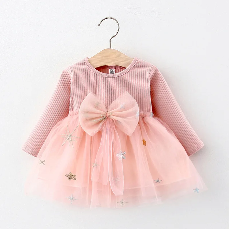 Bear Leader Neonato Bebes Abiti da principessa Autunno Natale Moda Infantile Ragazza Ruffles Costume Abiti Cute Bear Borse 0-2Y