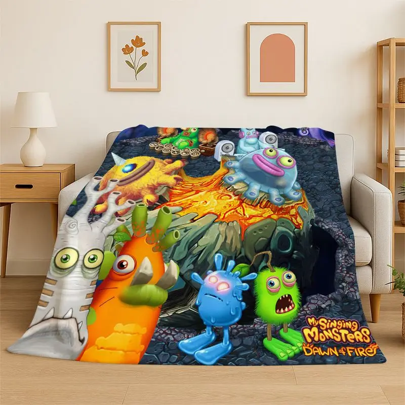 Manta de Franela con Diseño de My Singing Monsters, Suave para Dormitorio, Sala de Estar, Cama, Viajes, Campamento y Picnic