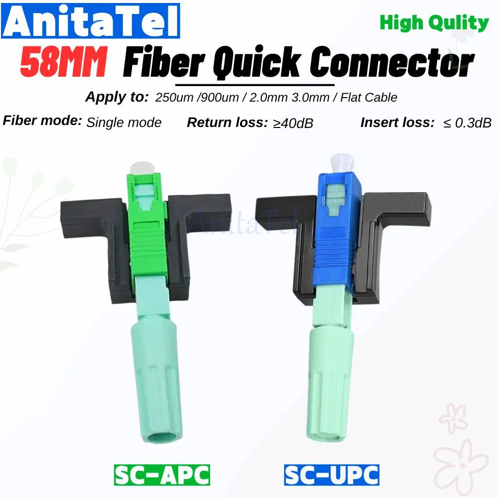 58MM APC UPC Fiber Quick Connector Fixed-length Block LX58 Single-Mode Fast Connector FTTH Tool 58mm Connector Quick Connector