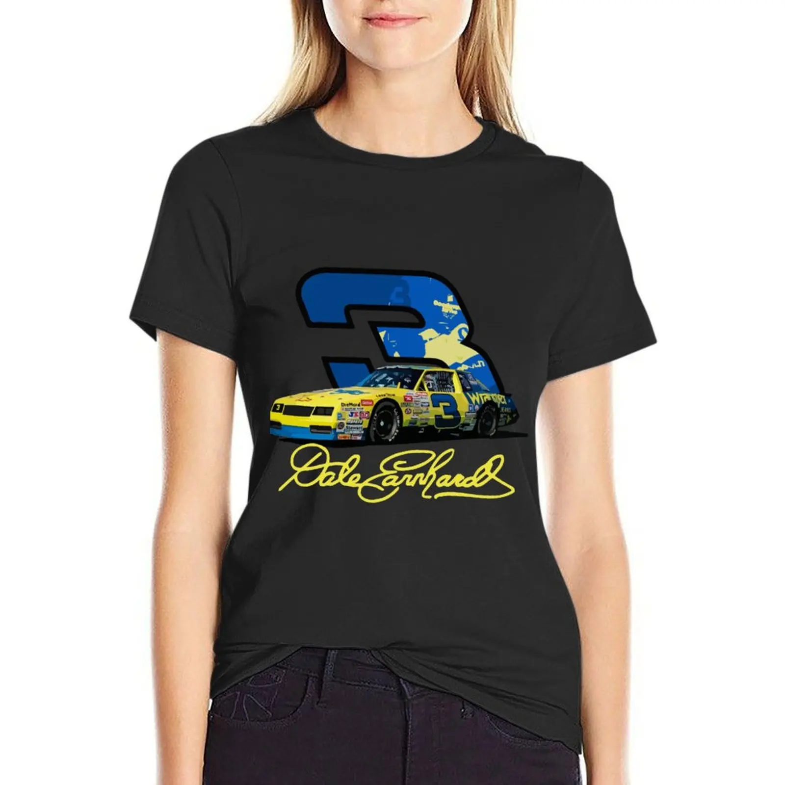 

Earnhardt Yellow #3 Car Shirt T-Shirt funny anime clothes plain t-shirts for Women graphic tees
