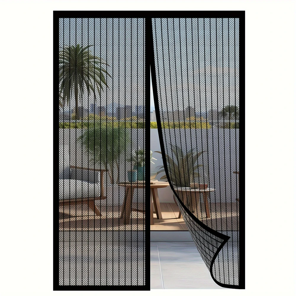 Heavy Duty Magnetic Screen Door 1mm Micro Mesh Black 18 Strong Magnets Breathable Easy Install  New Pet & Kid Friendly Premium Quality