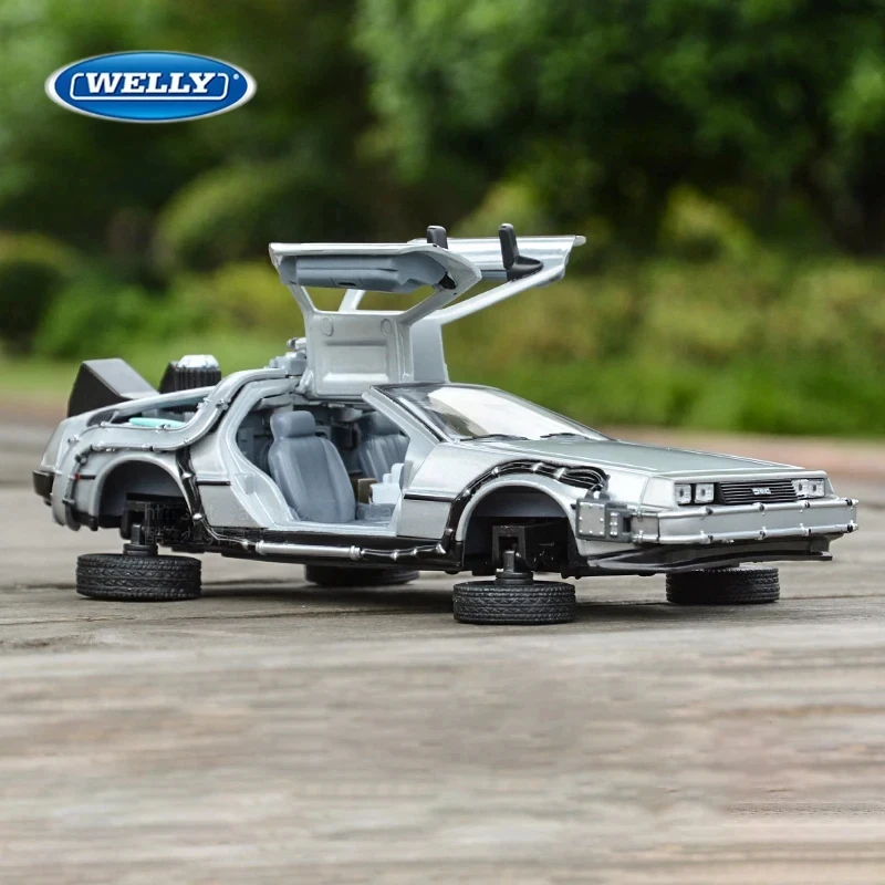 WELLY-Coche de juguete de Regreso al futuro para niños, modelo de aleación de Metal fundido a presión, máquina del tiempo DMC-12 delorean, colección de regalos, 1:24