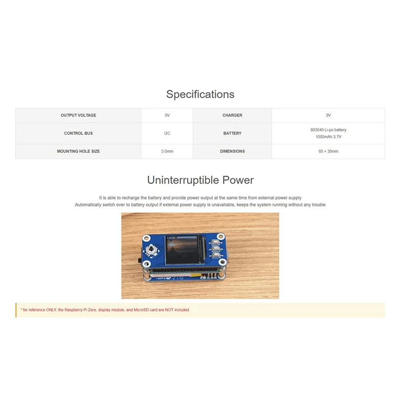 Источник бесперебойного питания Waveshare для Raspberry Pi серии Zero (контактный разъем должен быть припаен), стабильная выходная мощность 5 В