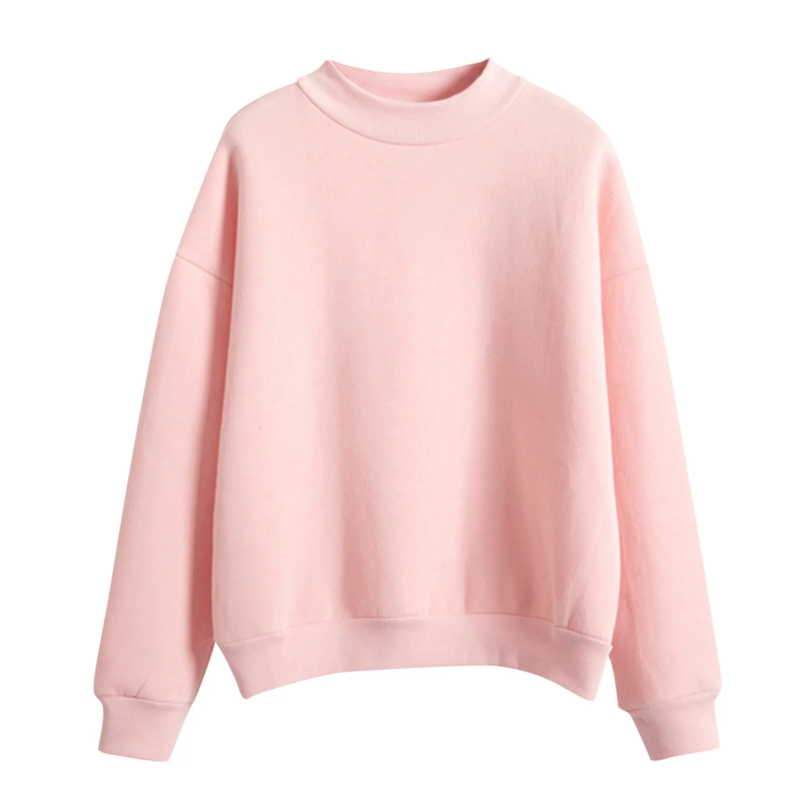 

Woman Sweatshirt 2024 Korean Sweet Round-Neck Solid Pullovers Thick Autumn Winter Candy Color Loose Hoodies Solid Ladies Clothes