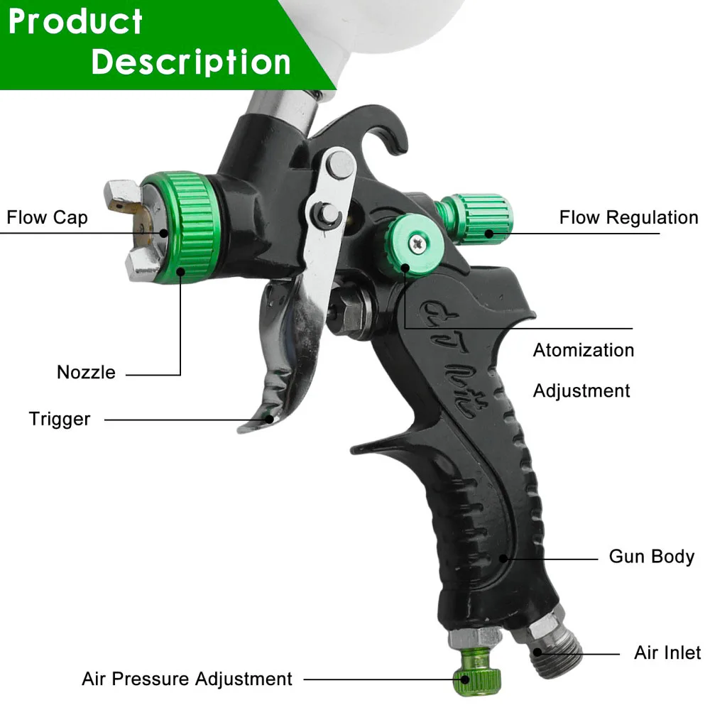 0.8/1.0mm Professional Pneumatic Spray Gun For Automotive Spraying/Home Decoration/DIY Tools, Pneumatic Spraying Tools