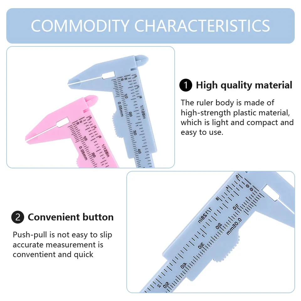 80MM Kunststoff Augenbraue Mess Lineal Tattoo Messschieber Lineal Tragbare Stirn Pachymeter Microblading Permanent Make-Up-Tools