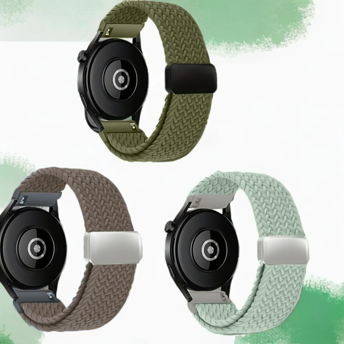 3er-Pack dehnbare geflochtene Solo-Schlaufen für Garmin Vivoactive 6/Venu 4 3 2, magnetische Armbänder für Amazfit Zepp Z/Active 3 2