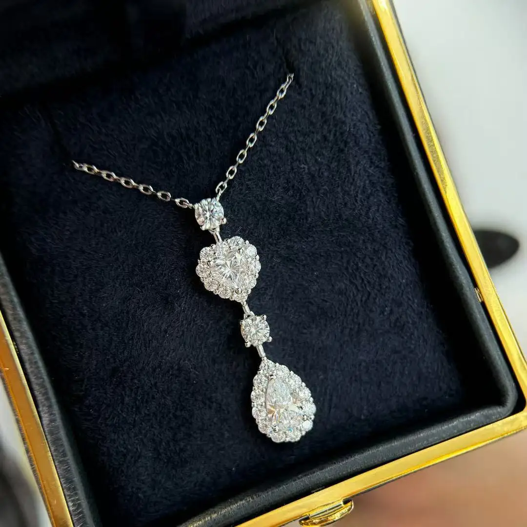 

100% стерлингового серебра 925 пробы, цирконий AAA, ожерелья в форме сердца в форме капли воды для женщин, ювелирные изделия