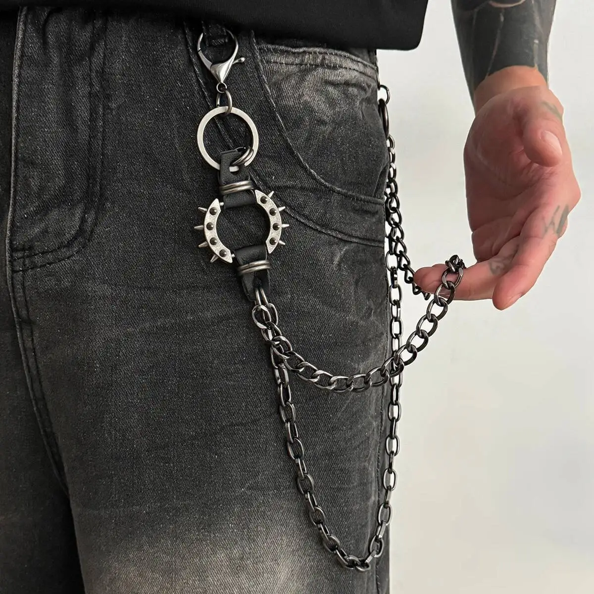 Salircon Punk Stil Metall Mode Taille Kette Jeans Schlüsselring Männer Zubehör Trend Hipster Hosen Jean Anhänger Schlüsselring Schmuck