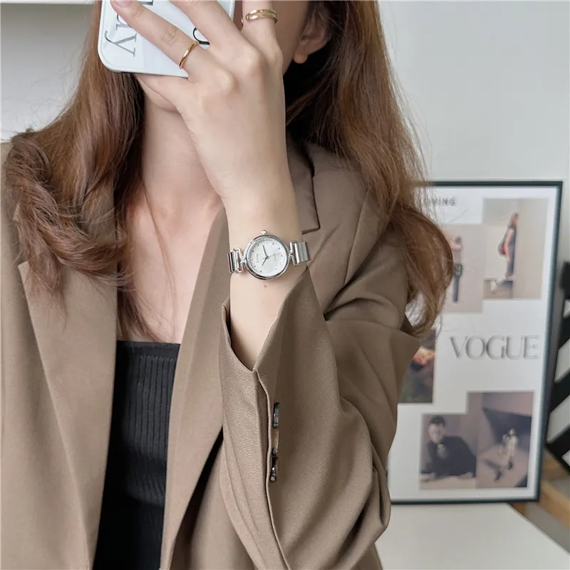 Minimalism Chain Watch Women Silver Color Fashion Casual Elegant Quartz Lady Wristwatch Luxury Simple Korean Harajuku Watches