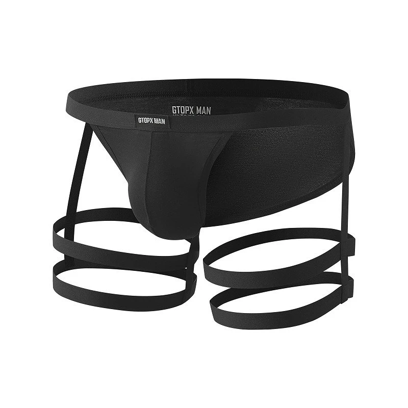 Strap Mens Convex Pouch Briefs Thin Sexy Lingerie Erotic Hombre Garters Panties Summer Sweat Absorption Male Underwear Low Waist