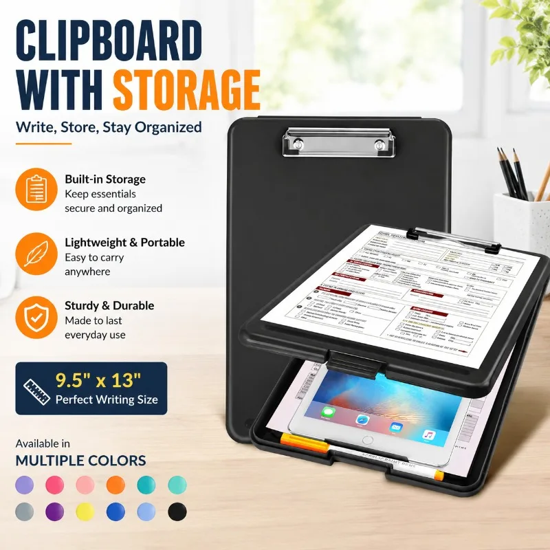

Multicolor A4 Clipboard Case Writing Backing Pad Exam Script Notebook Storage Board Holder Built-in Pen Slot Teen Document