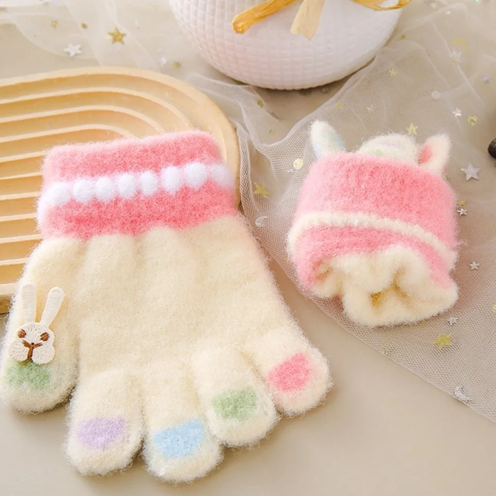 New Coral Velvet Gloves Cute Rabbit Warm Warm Gloves Touch Screen Windproof Student Gloves Autumn and Winter