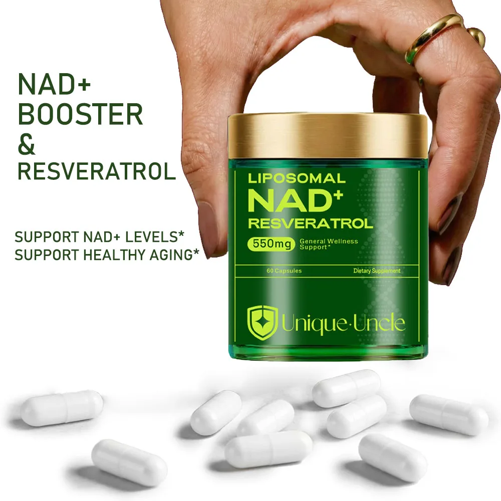 Liposomal NAD+ and Resveratrol Supplement - 550mg Ultra High Strength NAD Supplement - ADVANCED NAD+ Resveratrol - 60 Capsules
