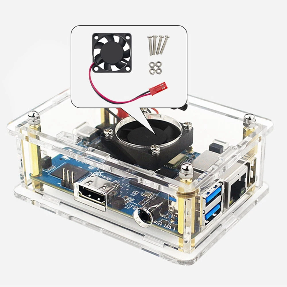 For Orange Pi 3 LTS Case Transparent Acrylic Shell Box Protect Enclosure for Orange Pi 3 LTS Without Fan
