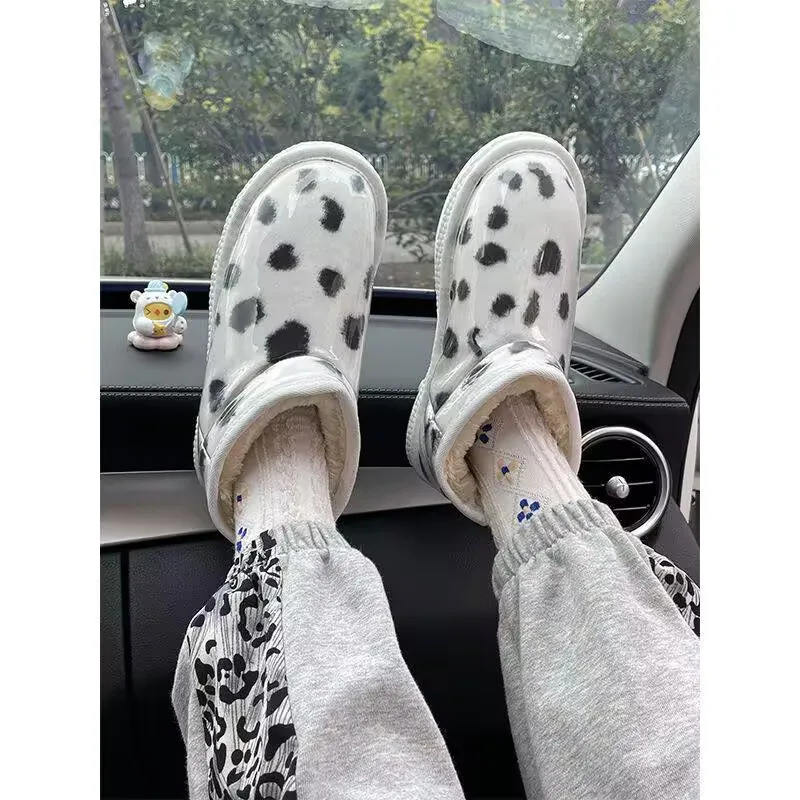 2024 Winter Waterproof And Fleece Women's Boots Fashion Platform Warm Personality Comfortable Casual Non-slip Cotton Shoes