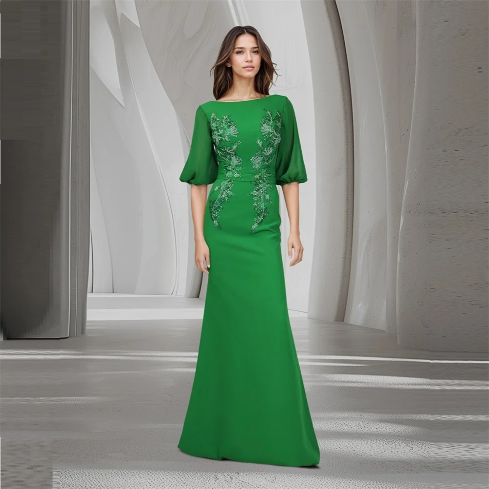 Vestido de noche personalizado Formal Arabia Saudita Bateau A-line faldas hasta el suelo nudo bordado cuentas vestidos para ocasiones a medida Pro