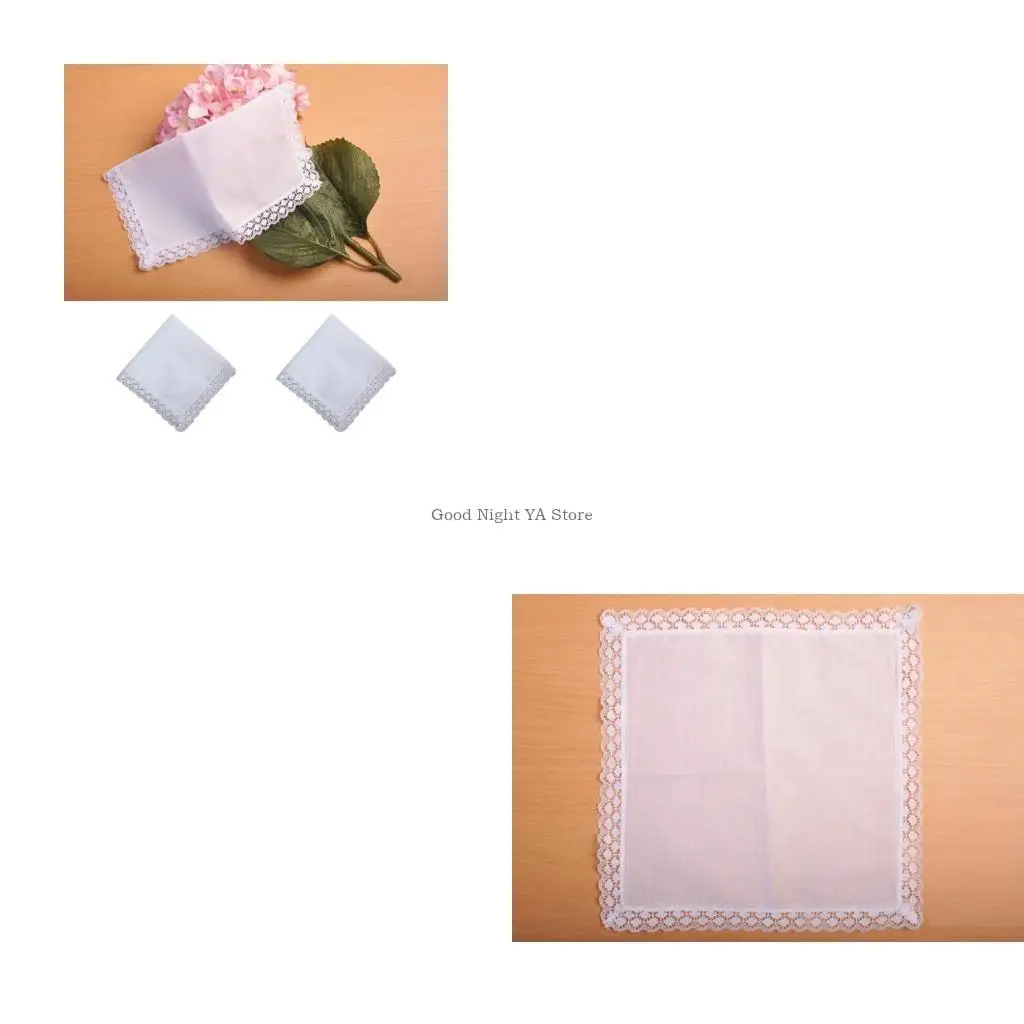 منديل هانكي المحمول للنساء من القطن والدانتيل فائق النعومة وقابل للغسل