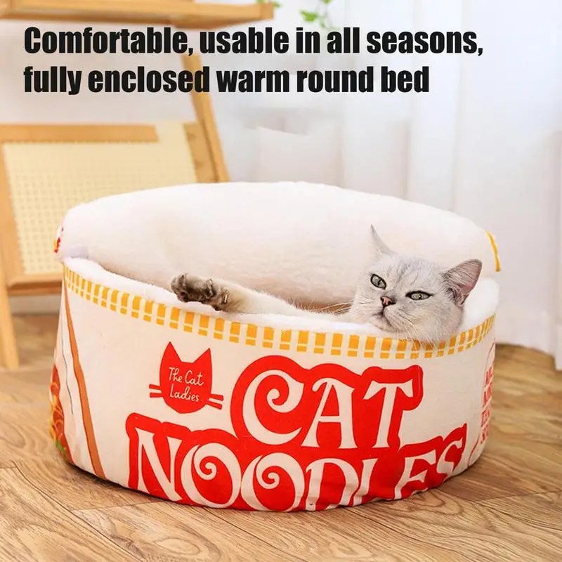 Noodle Bowl Shaped Cat House Noodle Bowl Soft Pet House Creative Pet Kennel With Cover For Indoor Small Medium Large Cats