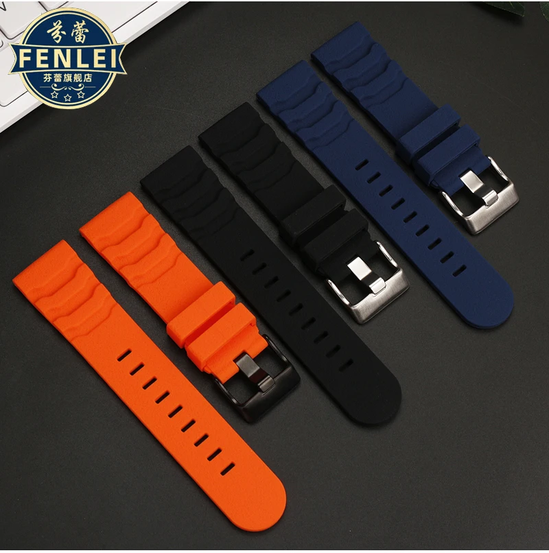 Pulseira de borracha para relógio Diesel, pulseira de silicone, 24mm, LUMINOX XS0321, 0329, 3251, 3749, 3749, 3741, Panerai, PAM380, 111, 351, acessórios