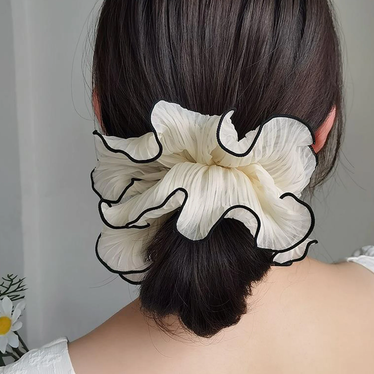 Scrunchies de satén de gran tamaño para mujer, lazos para el cabello Vintage de lujo, banda elástica grande para el cabello, accesorios para el cabello para niñas