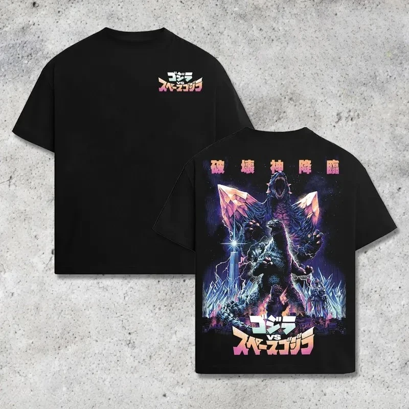 Godzilla Inspired Kaiju Monster Retro Graphic Print T-Shirt Men Women Cotton Oversized Couple Harajuku Casual Streetwear Tops - view 3