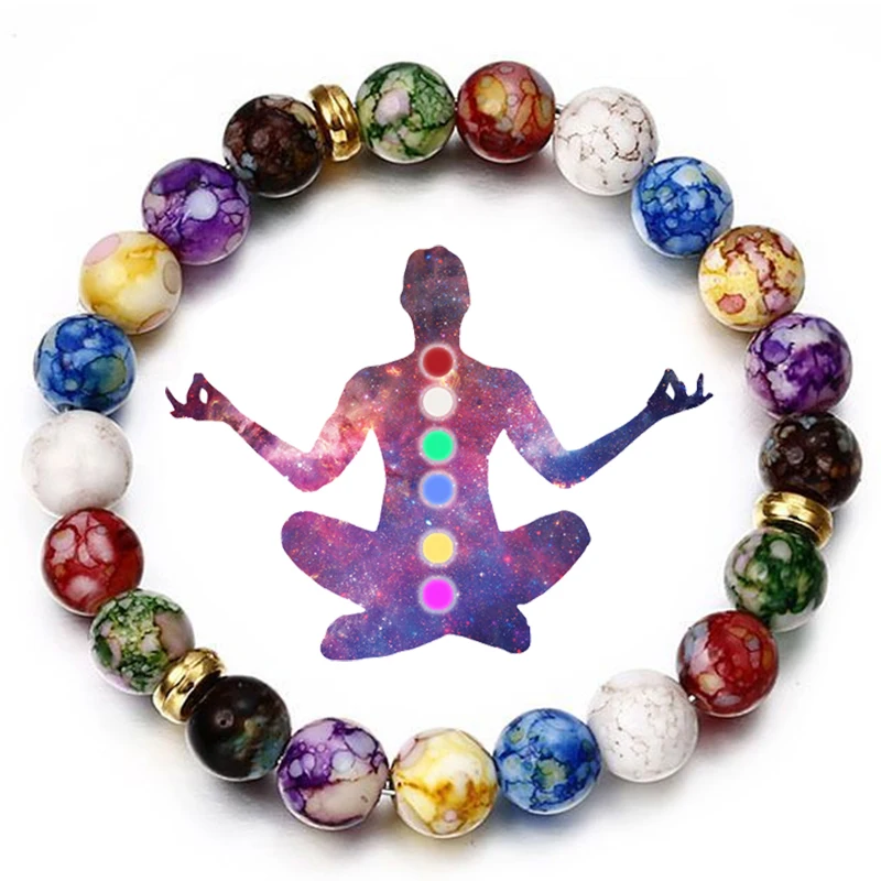 7 Chakras Reiki Healing Stone Bracelet Yoga Balance Energy Volcanic Stones Beads DIY Handmade Jewelry Beaded Bracelets Pulsera