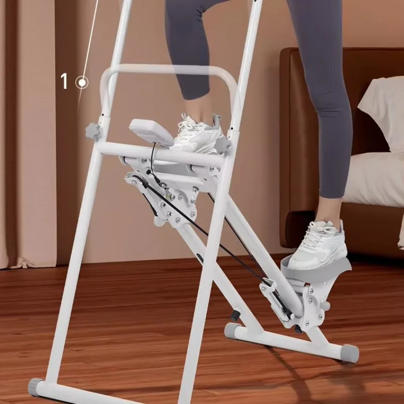 folding ladder with adjustable handrails and pedal height for home gym fitness