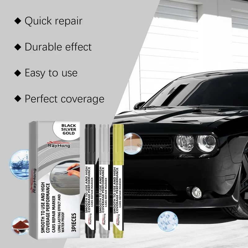 Paint Repair Scratch Repair Pen Car Repair Marker Suitable for Restoring Car Colors Gold Silver Black and Other Vehicle Colors