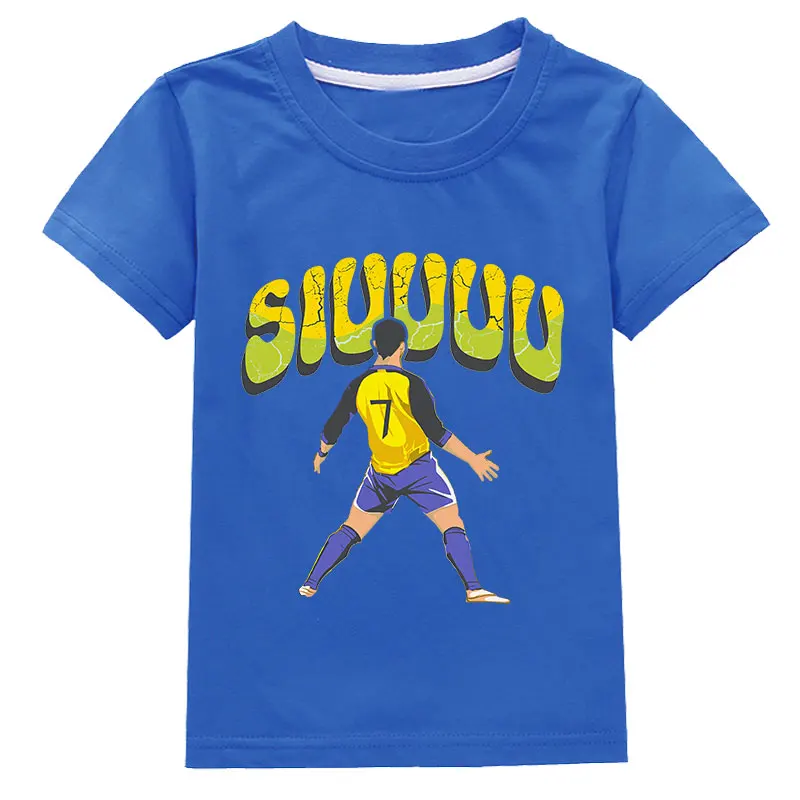 New 2026 CR7 SIU Series Clothes Kids  T-shirt  Sleeve Dashing Baby Boys Ang Girl Portugal Football 7 Exercise Summer Short