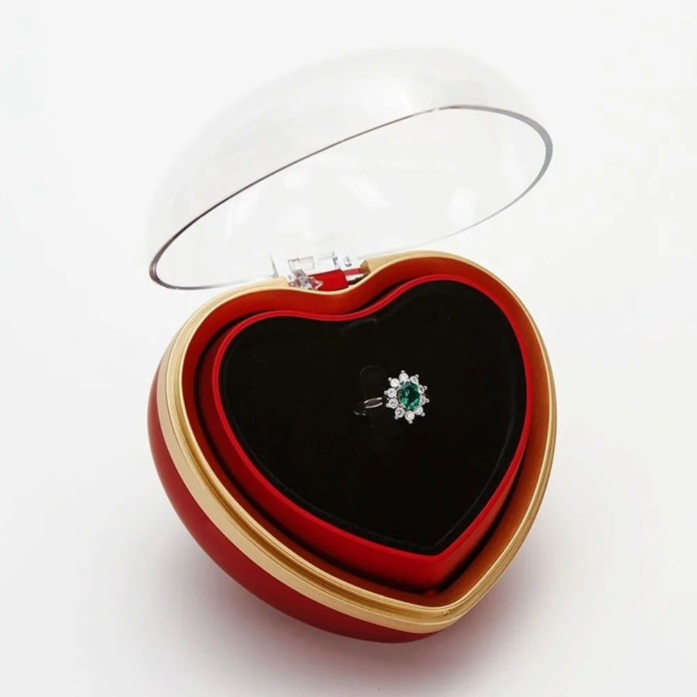 

Romantic Preserved Flower Flip Ring Box Heart Shape Storage Box Valentine Gift Boxes Jewelry Ring Display