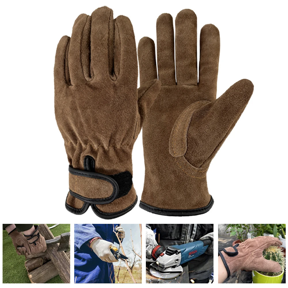 

1Pair Cowhide Protective Gloves Camping Welding Gardening Picking Heavy Lifting Fireproof Anti-Slip Wear Labor Protective Gloves