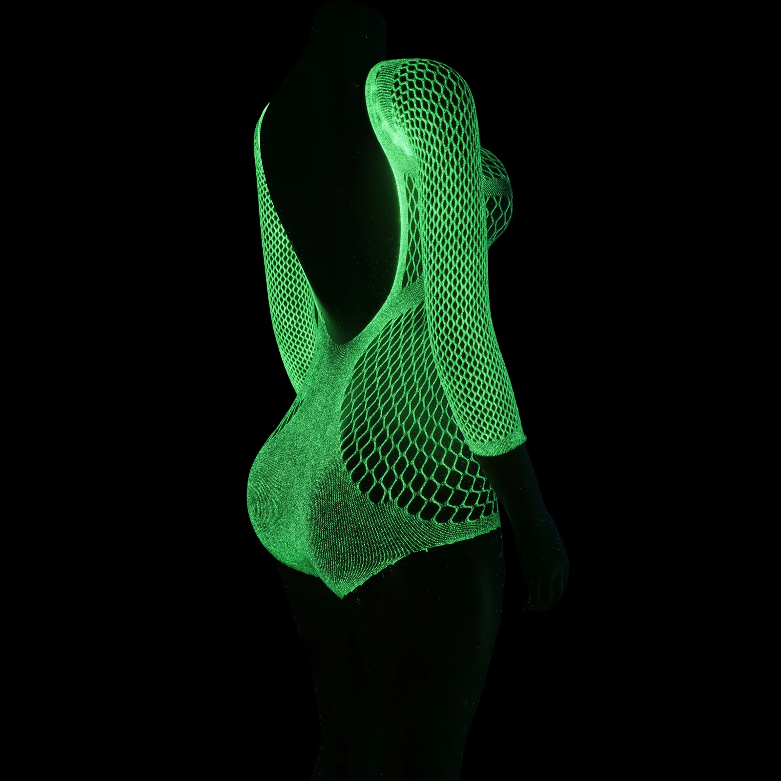 Sexy Dancewear Club Outfits Fluorescerende Visnetmouwen String Bar Prestaties Halloween Podiumkostuums Vrouwen Exotische Lingerie