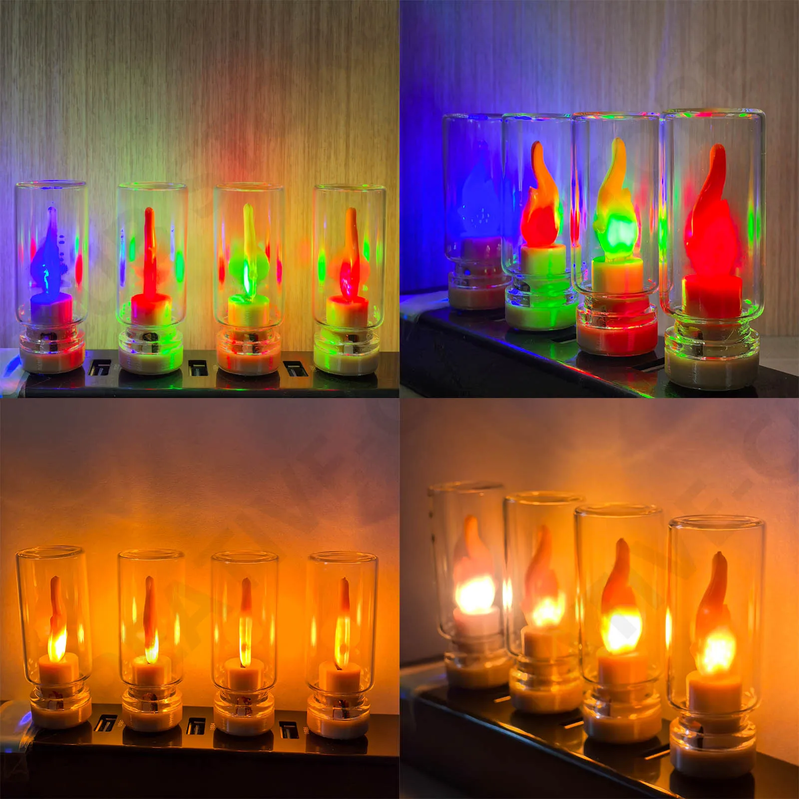 USB LED 전구 캔들 라이트 불꽃 효과 전구 따뜻한 빨간색 녹색 파란색 분홍색 DC 5V 가정용 장식 조명 분위기 조명 캔들 전구