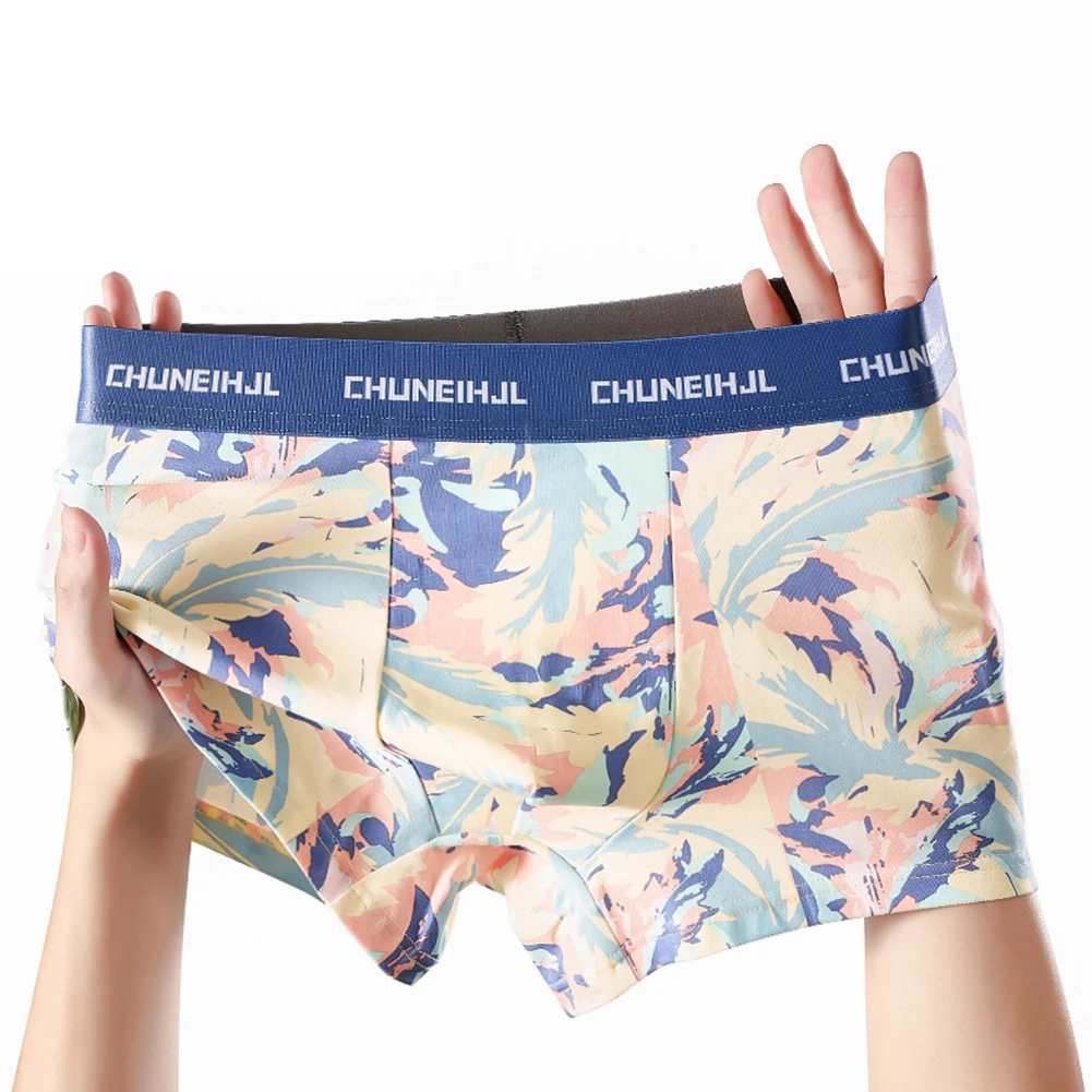 

Мужское красочное дышащее нижнее белье с принтом, трусы, трусы-боксеры, плавки, повседневные интимные сексуальные тонкие трусики с плоскими углами