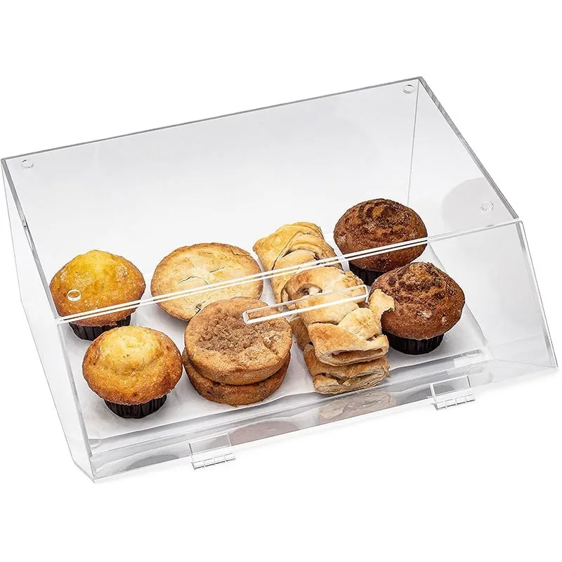 

Acrylic stackable bread box display cabinet kitchen pastry container display rack with non-slip pad
