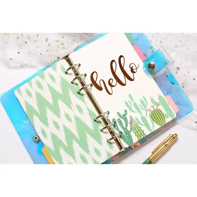 5 Sheets Paper Index Divider 6 Holes for Binder Planner Notebook Stationery,candy Notebook Paper Divider Accessories