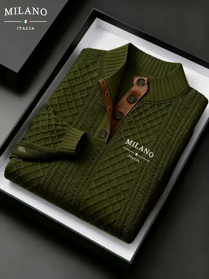 الرجال الخريف الشتاء الوقوف طوق محبوك سترة عارضة ناضجة المألوف في جميع أنحاء منقوشة طاقم الرقبة السترة