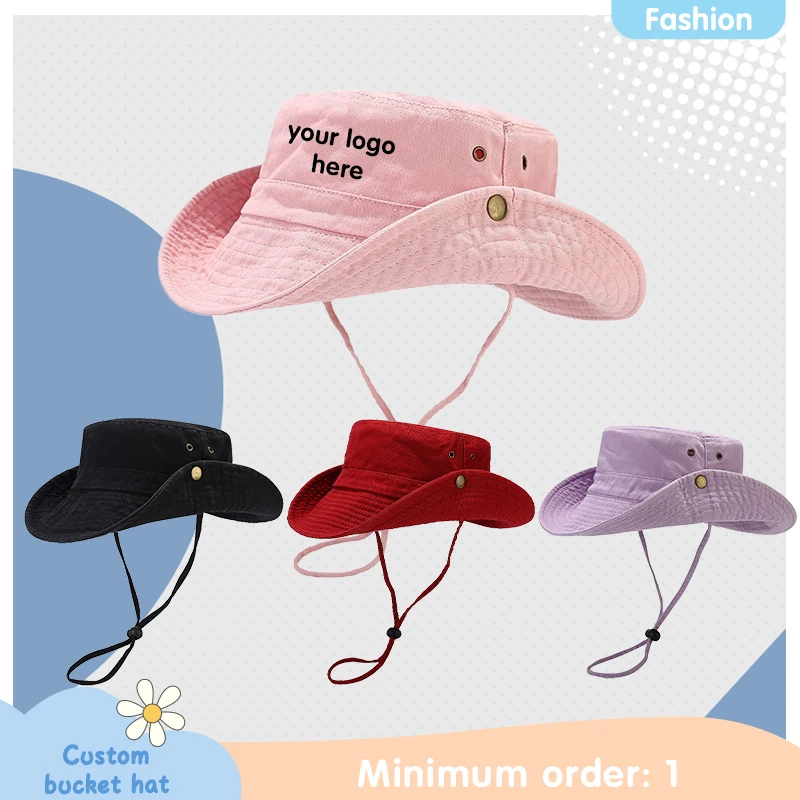 Custom Summer Retro Washed Cotton Patchwork Bucket Hat Men and Women Japanese Style Outdoor Sun Protection Mountaineering Hat
