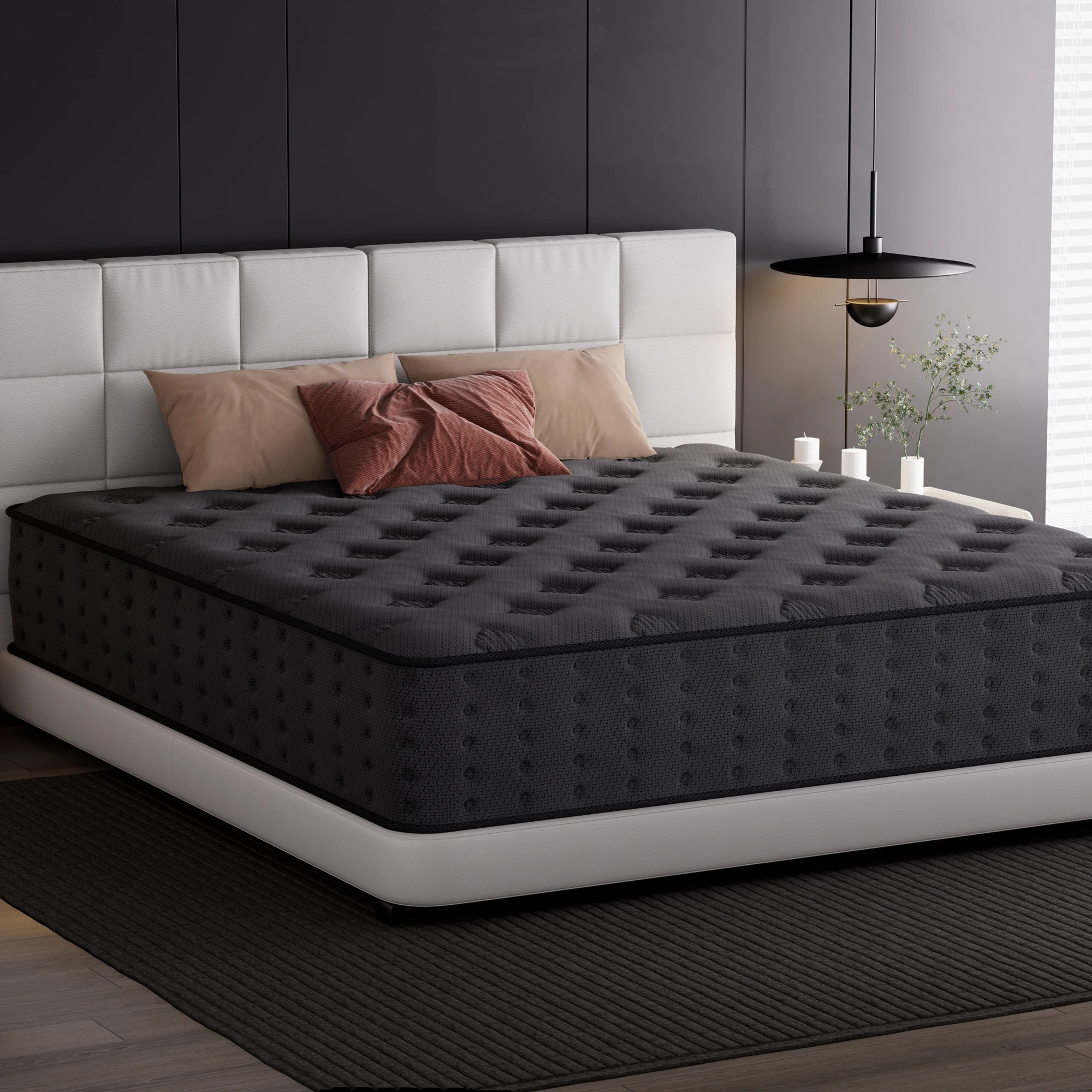 12/14 Inch Multilayer Hybrid Full Mattress Queen | Ergonomic Design With Memory Foam And Pocket Spring, Medium Firm Feel, Fire-Resistant, Polyester Cover, Woven Construction