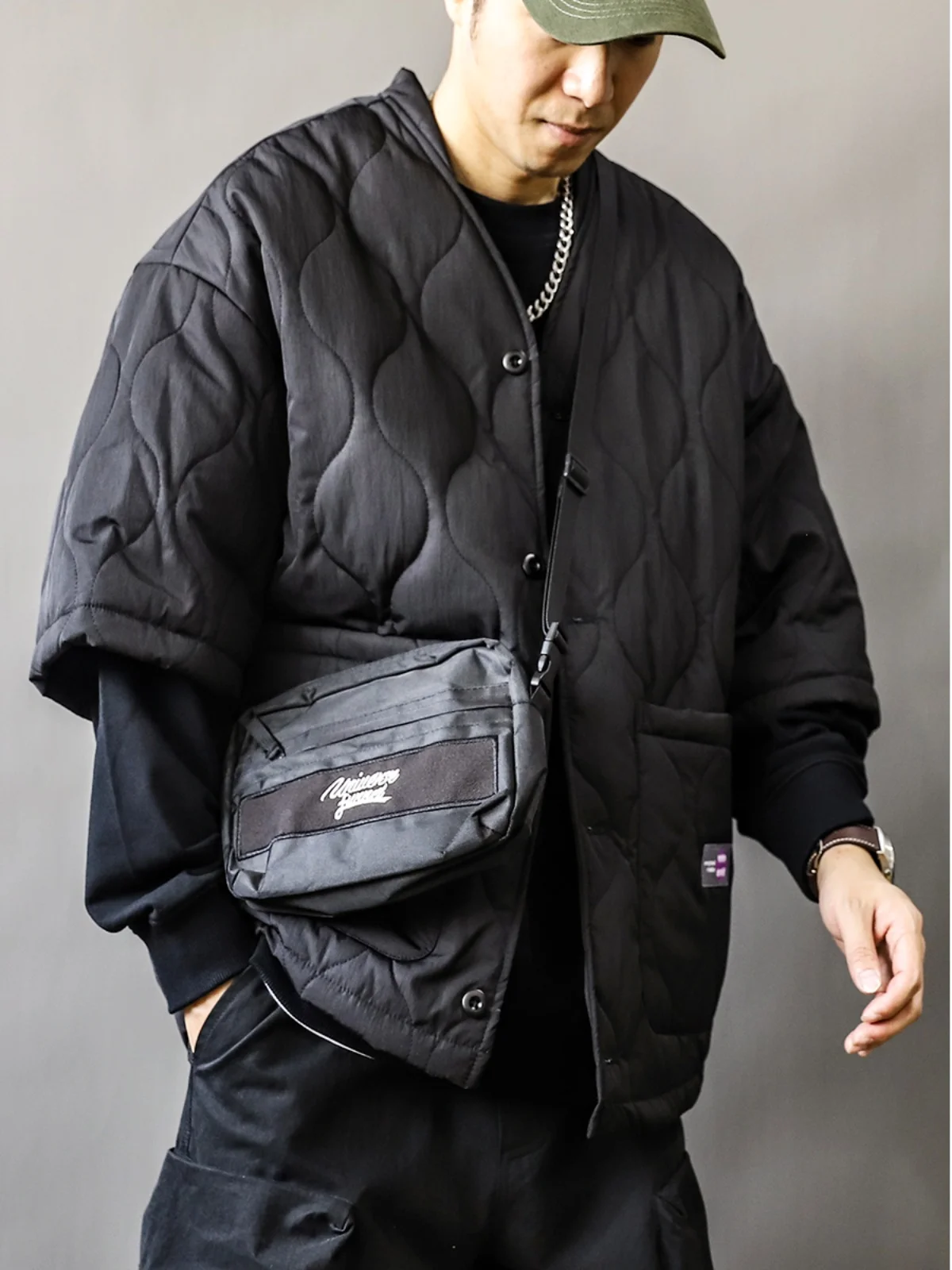 Daopao Cotton Jacket Men's Autumn/Winter Japanese Half Sleeve 2024 New Chinese Retro Large Loose Trendy Brand