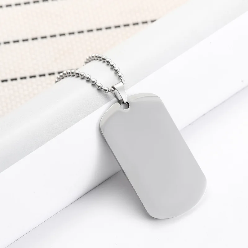 HNSP Plain Stainless Steel Seal Pendant Dog Tag Necklace Blank Engravable Military ID For Men Waterproof Jewelry Accessories view 5
