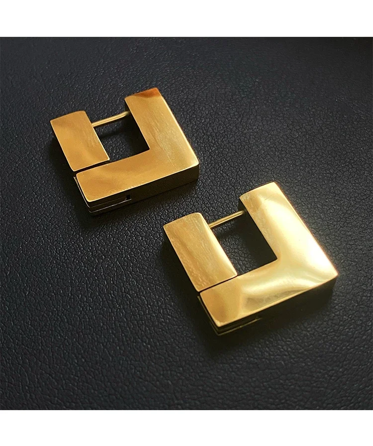 

Timeless Wonder Titanium Square Geo Hoop Earrings for Women Jewelry Designer Ins Kpop Aretes De Mujer Statement Punk Rare 1446