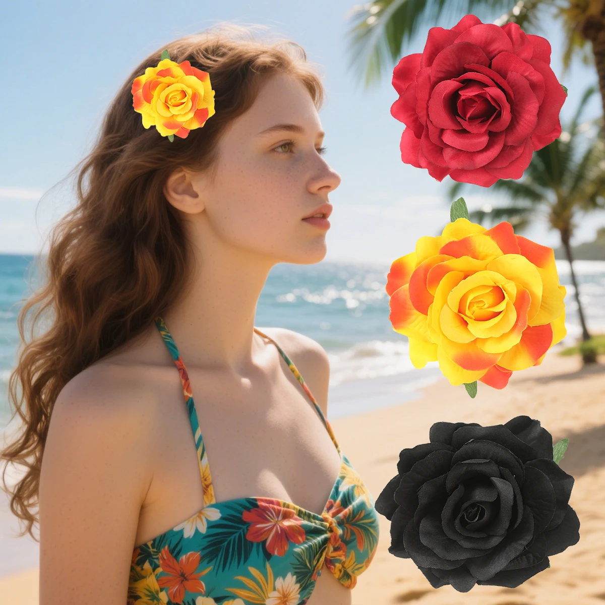 

3 шт., ярко-оранжевая заколка для волос в виде утконоса, искусственные заколки для волос с цветочным принтом, головные уборы на день Святого Валентина, аксессуары для волос для девочек, праздничный подарок