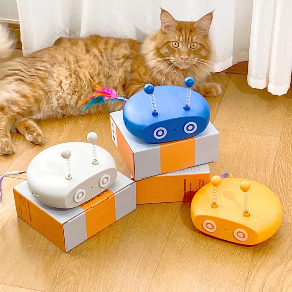 

Multifunctional funny USB charging cat toy laser spring ball sound one-button mute interactive cat