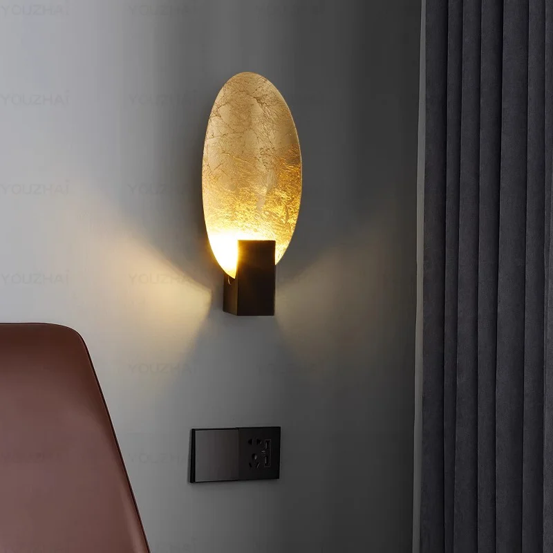 

Light luxury high-end designer creative art living room sofa background wall lamp bed lamp wall lamp leaf wall lamp